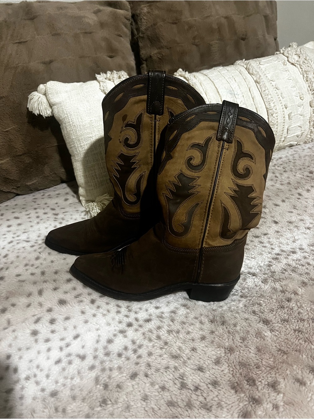 Brown Two-Tone Western Cowboy Boots
